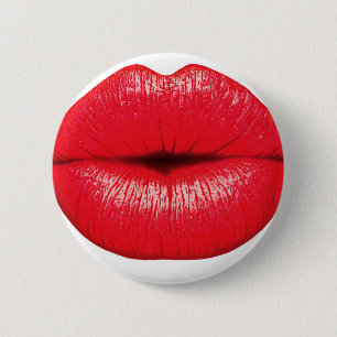 Red Lips lipstick pop art kiss Pinback Button