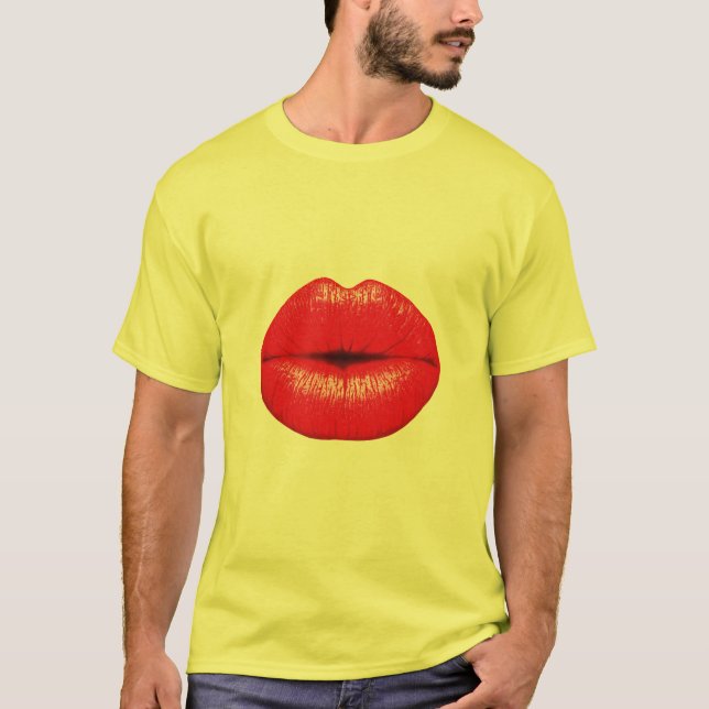 Red Lips lipstick pop art kiss T-Shirt (Front)