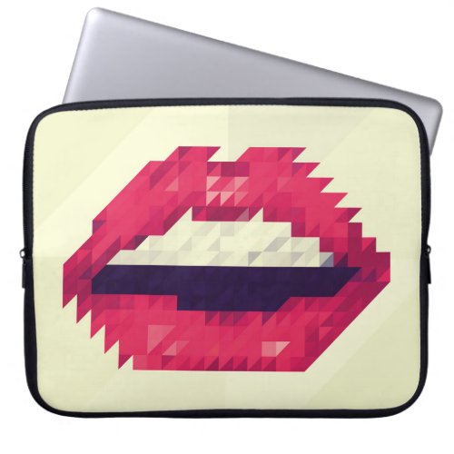 Red lips made of small triangles pixelshipsterpi laptop sleeve