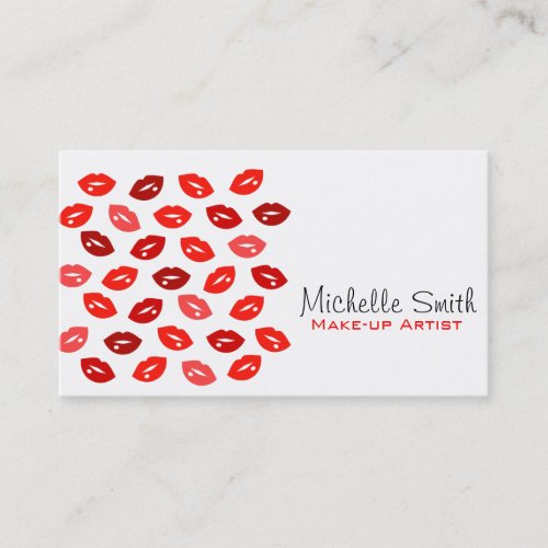 Red lips Make-up artist business card Business Card Templates