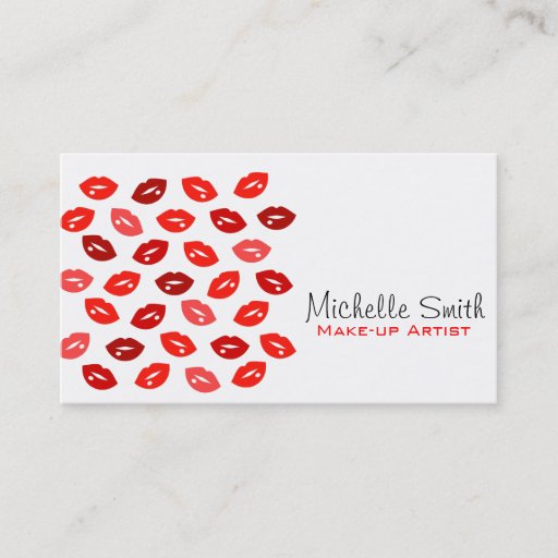 Customizable Red lips Make-up artist business card Business Card Templates