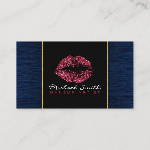 Red Lips Makeup Artis Modern Wood 3 Business Card