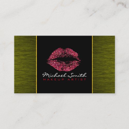 Red Lips Makeup Artis Modern Wood 6 Business Card