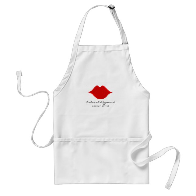 red lips makeup artist adult apron (Front)