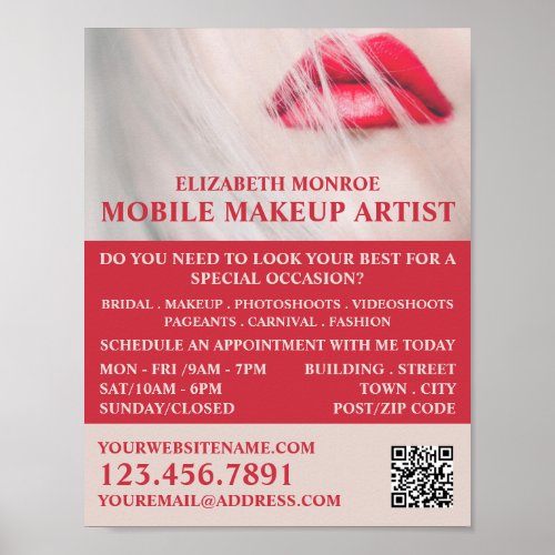 Red Lips Makeup Artist Advertising Poster
