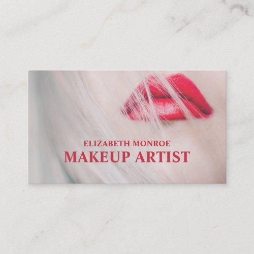 Red Lips Makeup Artist Business Card