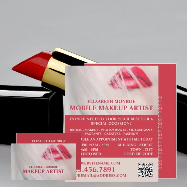 Red Lips, Makeup Artist Business Card (Creator Uploaded)