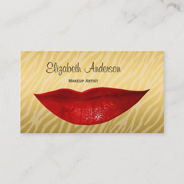 Red Lips Makeup Artist Business Card (Front)
