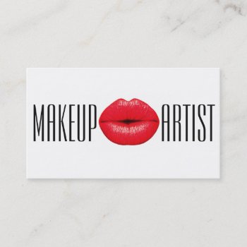 Red Lips Makeup Artist Cosmetology Beauty Business Card by olicheldesign at Zazzle