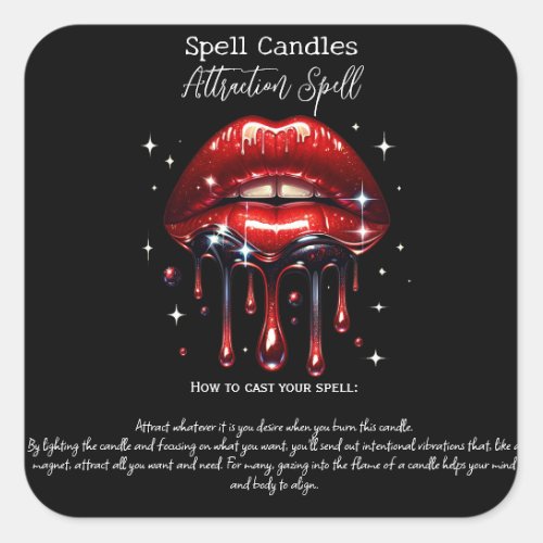 Red Lips Manifesting Attraction Magic Spell  Square Sticker