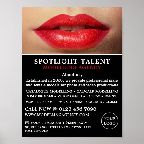 Red Lips Modelling Agency Model Agent Advert Poster