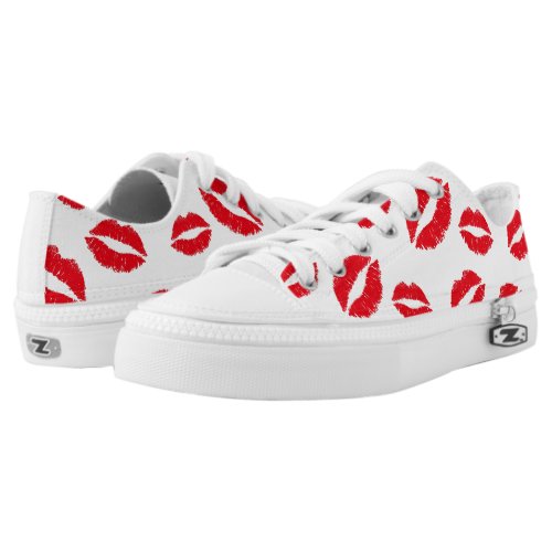 Red Lips Modern Kiss Pattern Low-Top Sneakers