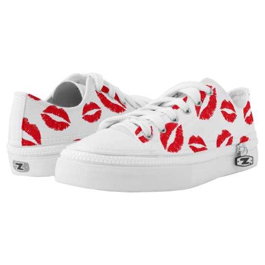 Red Lips Modern Kiss Pattern Low-Top Sneakers | Zazzle.com