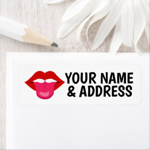 RED LIPS MOUTH TONGUE RETURN ADDRESS LABELS