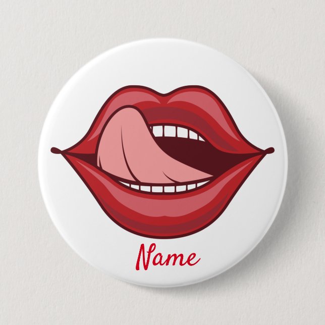 Red Lips Open Mouth Thunder_Cove Button (Front)