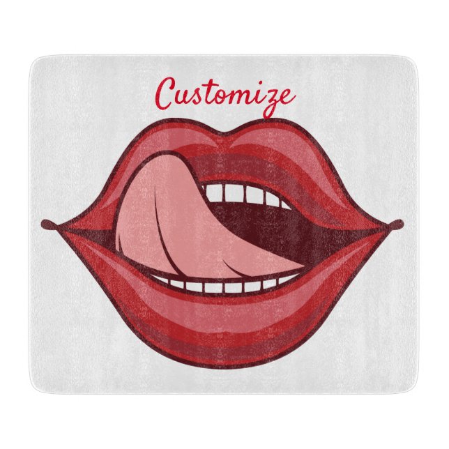 Red Lips Open Mouth Thunder_Cove  Cutting Board (Front)