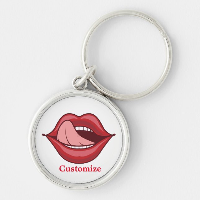Red Lips Open Mouth Thunder_Cove  Keychain (Front)