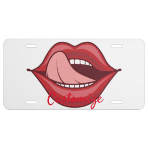 Red Lips Open Mouth Thunder_Cove License Plate