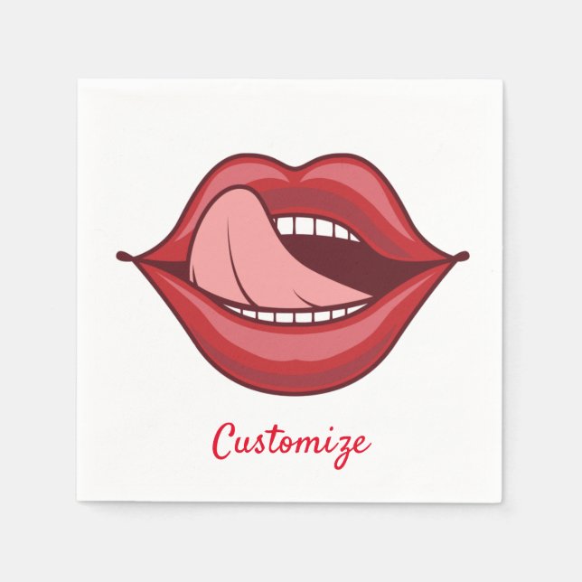 Red Lips Open Mouth Thunder_Cove Napkins (Front)
