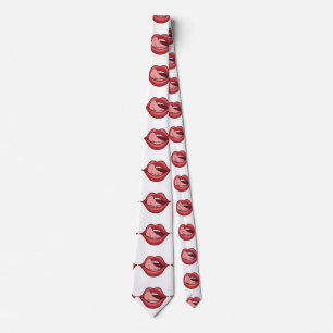 Red Lips Open Mouth Thunder_Cove Neck Tie