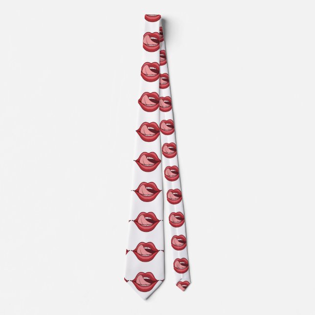 Red Lips Open Mouth Thunder_Cove Neck Tie (Front)