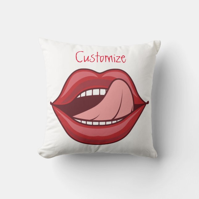 Red Lips Open Mouth Thunder_Cove  Throw Pillow (Front)