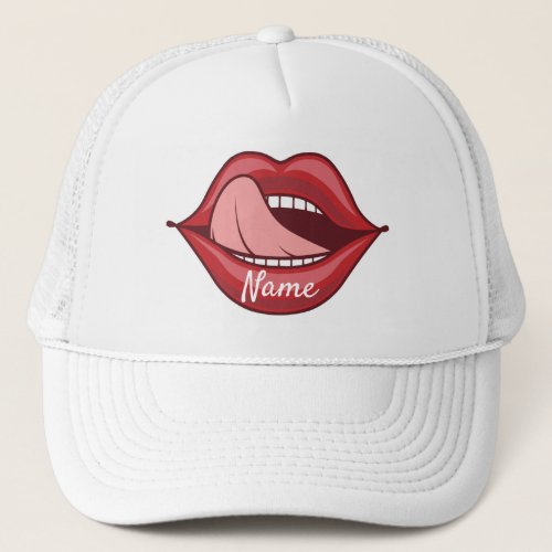 Red Lips Open Mouth Thunder_Cove Trucker Hat