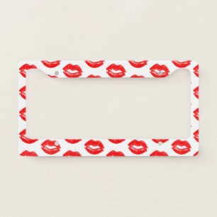 Red Lips Pattern License Plate Frame