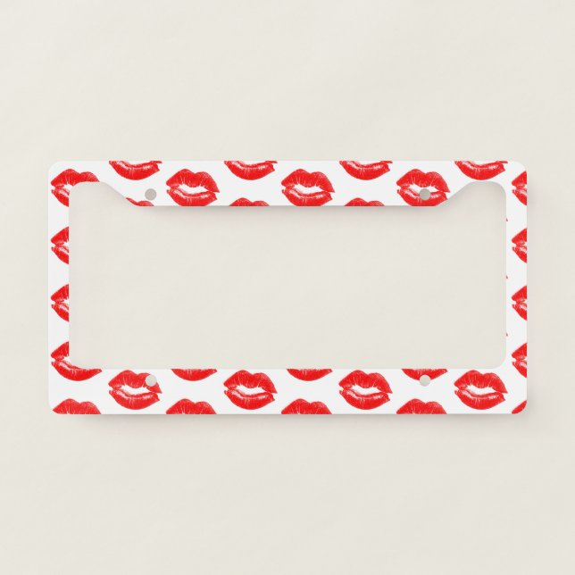 Red Lips Pattern License Plate Frame (Front)