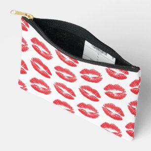 Red Lips, Pattern Of Lips, Red Lipstick, Kiss Accessory Pouch