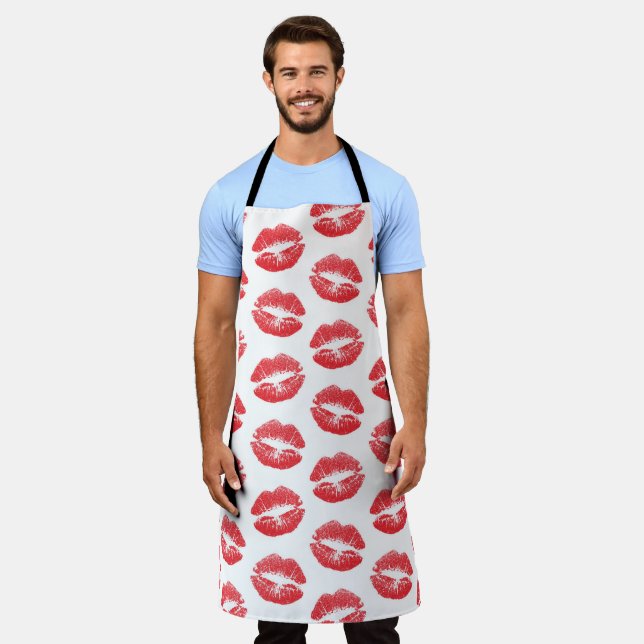 Red Lips, Pattern Of Lips, Red Lipstick, Kiss Apron (Worn)