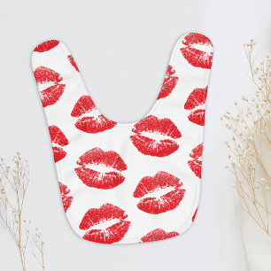 Red Lips, Pattern Of Lips, Red Lipstick, Kiss Baby Bib