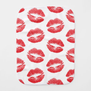 Red Lips, Pattern Of Lips, Red Lipstick, Kiss Baby Burp Cloth