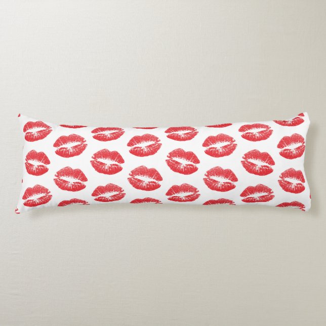 Red Lips, Pattern Of Lips, Red Lipstick, Kiss Body Pillow (Front)