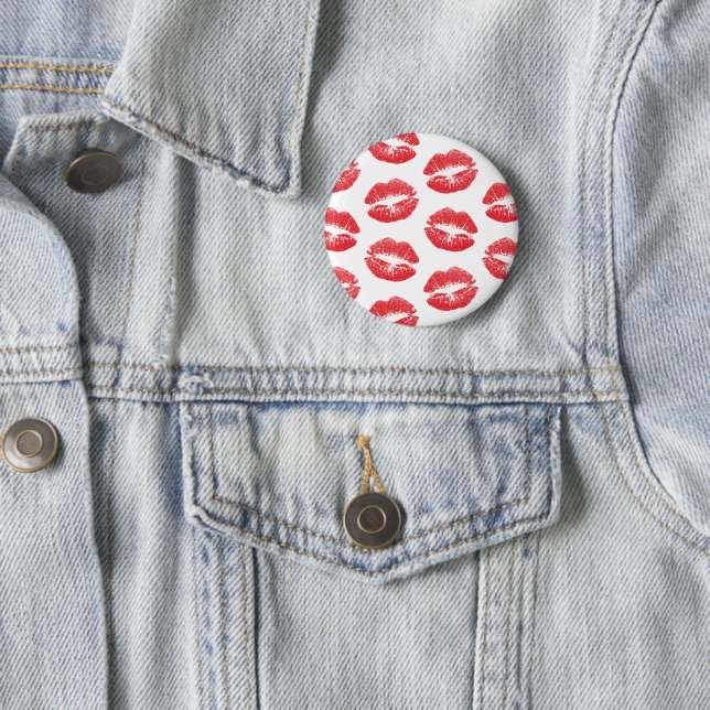 Red Lips, Pattern Of Lips, Red Lipstick, Kiss Button (In Situ)