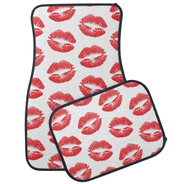Red Lips, Pattern Of Lips, Red Lipstick, Kiss Car Floor Mat (Set)