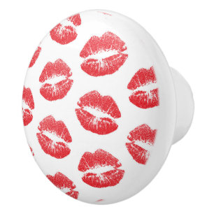 Red Lips, Pattern Of Lips, Red Lipstick, Kiss Ceramic Knob