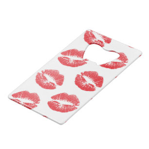 Red Lips, Pattern Of Lips, Red Lipstick, Kiss Credit Card Bottle Opener