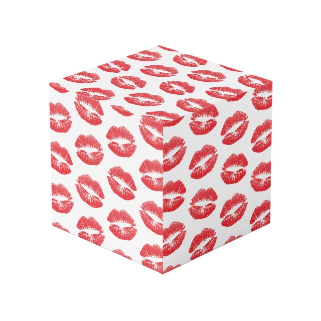 Red Lips, Pattern Of Lips, Red Lipstick, Kiss Cube (Front Angled)