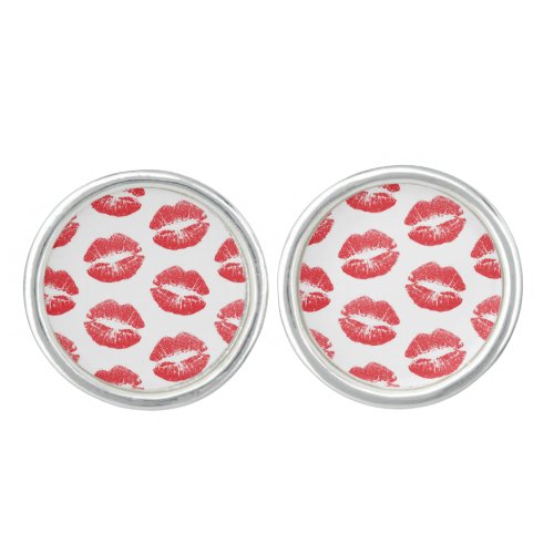 Red Lips Pattern Of Lips Red Lipstick Kiss Cufflinks