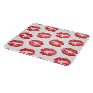 Red Lips, Pattern Of Lips, Red Lipstick, Kiss Cutting Board
