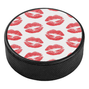 Red Lips, Pattern Of Lips, Red Lipstick, Kiss Hockey Puck