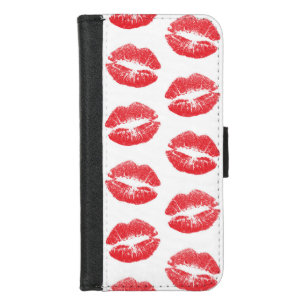 Red Lips, Pattern Of Lips, Red Lipstick, Kiss iPhone 8/7 Wallet Case
