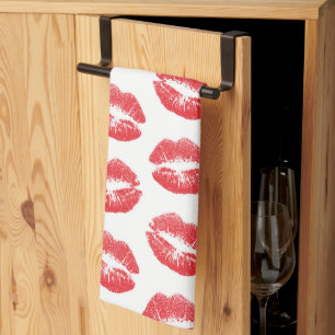 Red Lips, Pattern Of Lips, Red Lipstick, Kiss Kitchen Towel