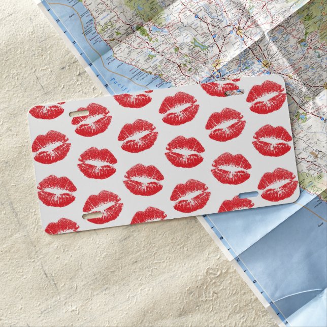 Red Lips, Pattern Of Lips, Red Lipstick, Kiss License Plate (In Situ)