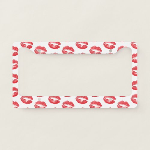 Red Lips Pattern Of Lips Red Lipstick Kiss License Plate Frame