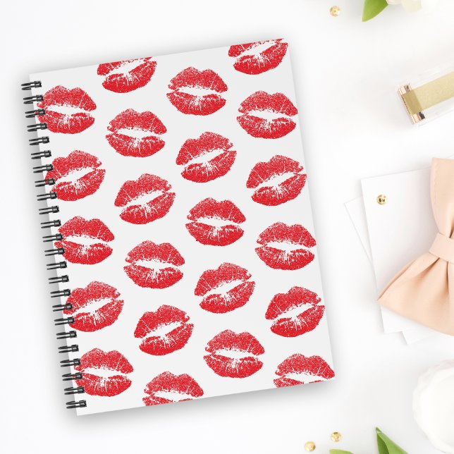 Red Lips, Pattern Of Lips, Red Lipstick, Kiss Notebook (Creator Uploaded)