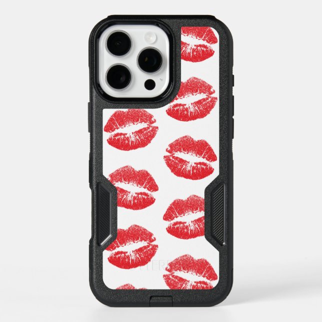 Red Lips, Pattern Of Lips, Red Lipstick, Kiss Otterbox iPhone Case (Back)