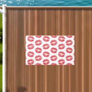 Red Lips, Pattern Of Lips, Red Lipstick, Kiss Outdoor Rug