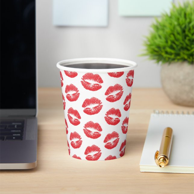 Red Lips, Pattern Of Lips, Red Lipstick, Kiss Paper Cups (Insitu)